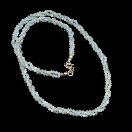 Amazonite Beaded necklace, Three Layer Necklace for women, 925 Sterling silver necklace